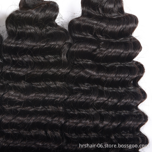 Remy Virgin Human Hair Deep Wave Hair Bundles Extensions Brazilian Bundles With Closure